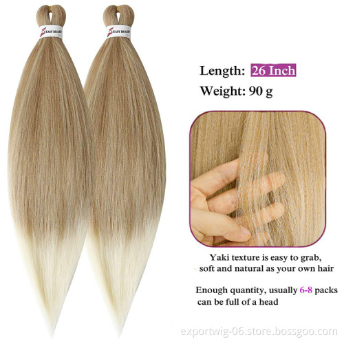 Pre-Stretched Braiding Hair Easy Braiding Crochet Hair Extensions Ombre Color 26inch 90g Yaki Texture Synthetic Fiber Box Braids